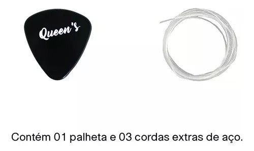 Violão Musical Para Iniciantes Acústico Queens Bege Violão Musical Para Iniciantes Acústico Queens Bege